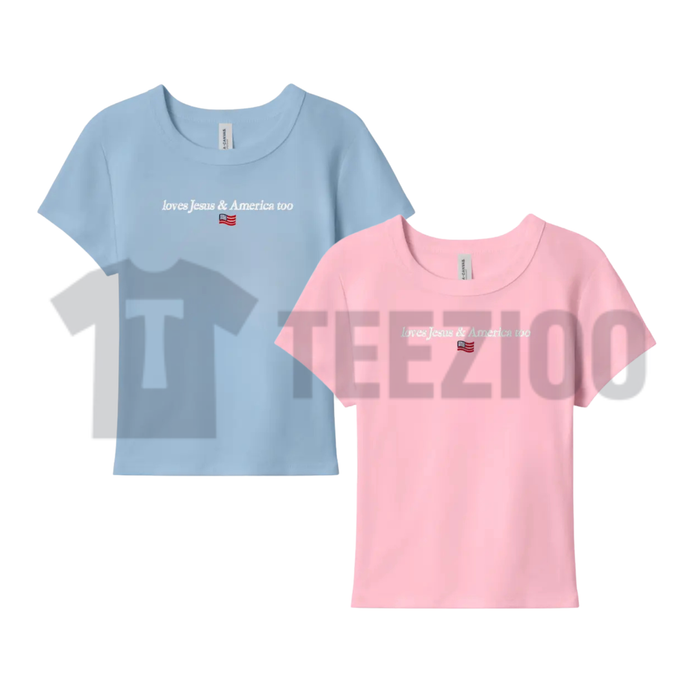Faith & Freedom Embroidered Baby Tee | Y2K 4th of July