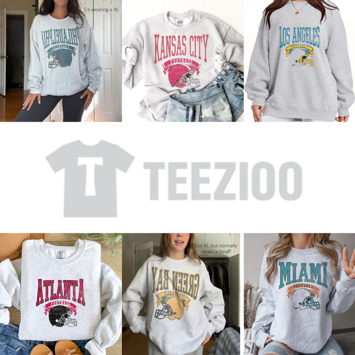 Football Sweatshirt - Retro Hometown Team Sports Crewneck Pullover