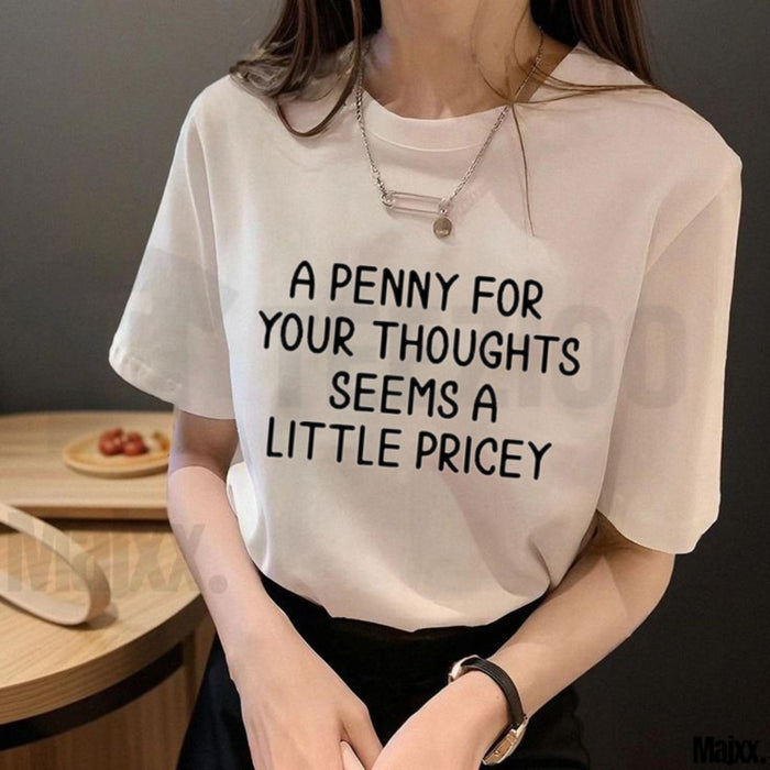 Funny Sarcastic Wordplay T-Shirt – A Penny For Your Thoughts Introvert Humor Tee, Witty Graphic Shirt - Teezioo