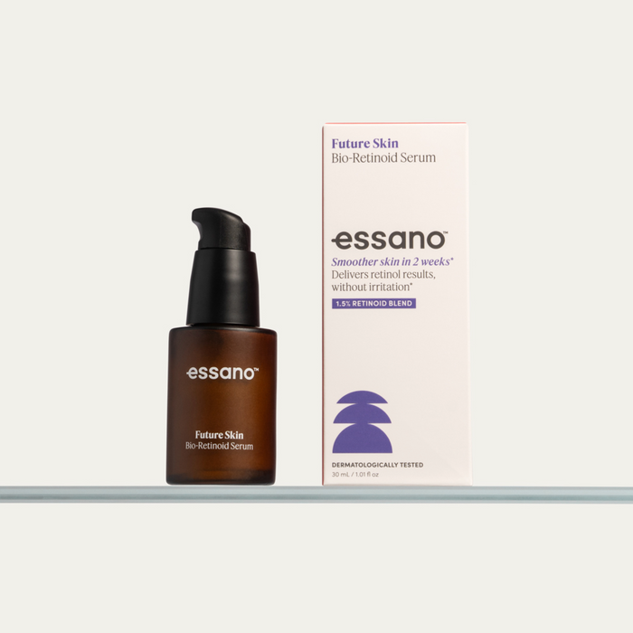Essano Future Skin Bio-Retinoid Serum bottle and packaging on a white background
