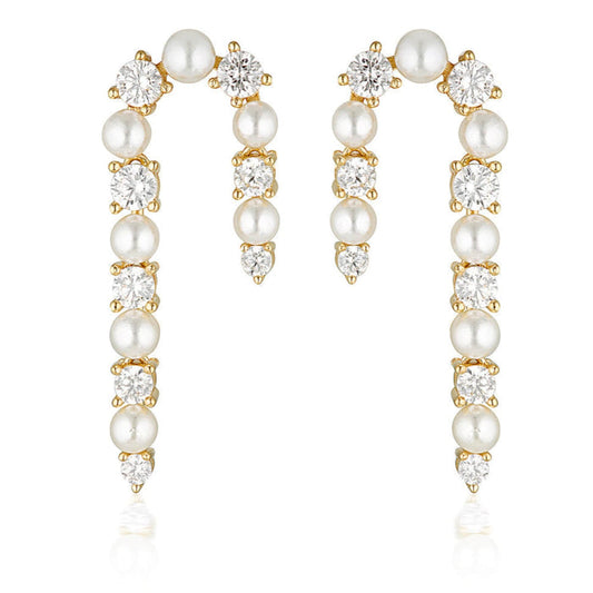 Georgini Earring Georgini Noel Nights Candy Cane Pearl Earrings Gold Brand
