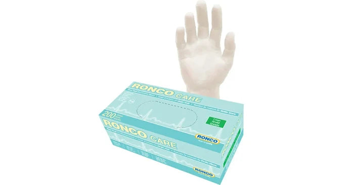 Gloves - Ronco Vinyl Clear Examination (200/box) - various sizes