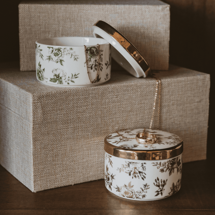Gold Delft Trinket Dish with Lid - Olita Gifts & Goods