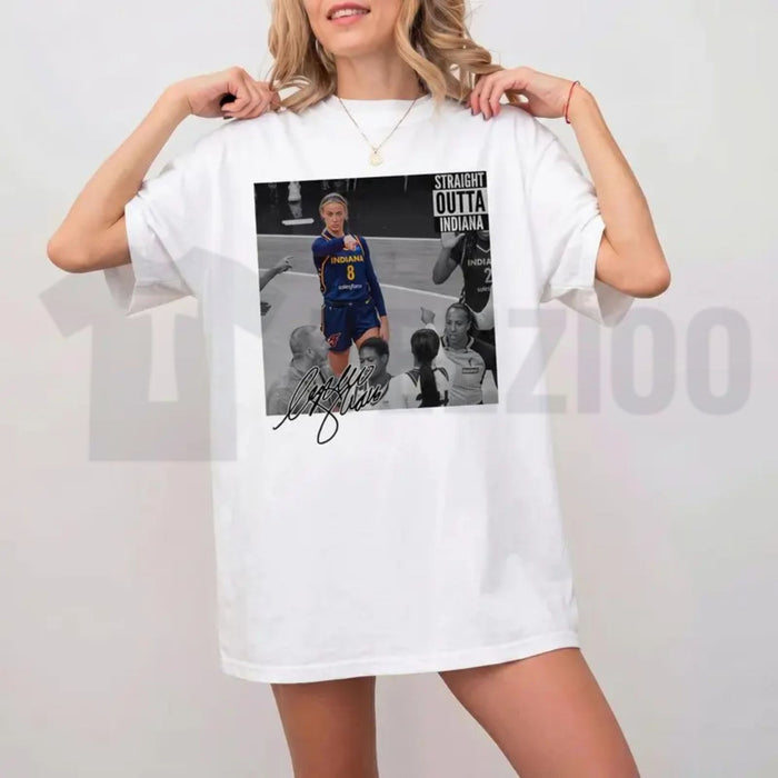 Graphic Sophie Straight Outta Basketball Black and White Fan Graphic T-Shirt