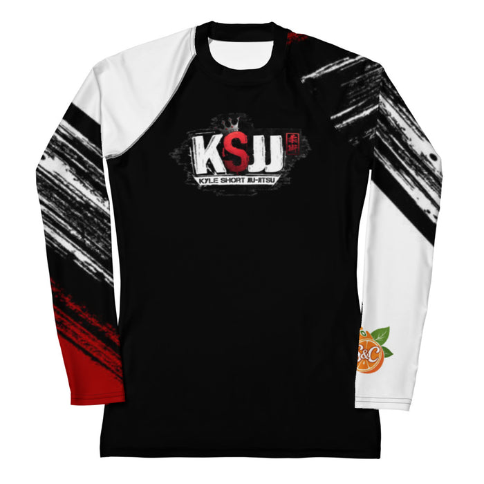 Women’s Kyle Short Jiu-Jitsu long-sleeve rash guard in black, white and red