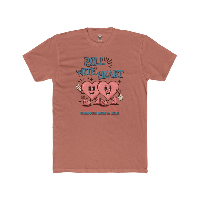 Grapple like a Girl Unisex Cotton T-shirt - Roll with Heart