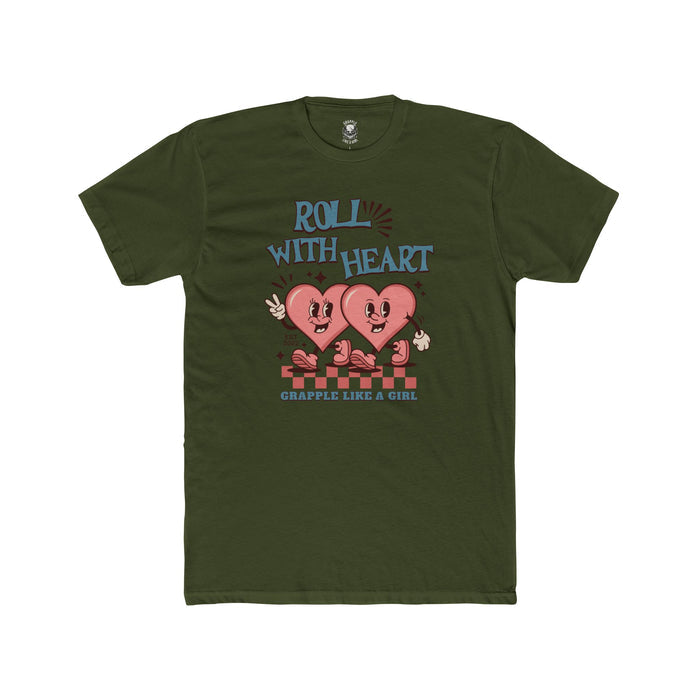 Grapple like a Girl Unisex Cotton T-shirt - Roll with Heart