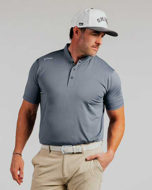 Gray Cursive Blade Polo