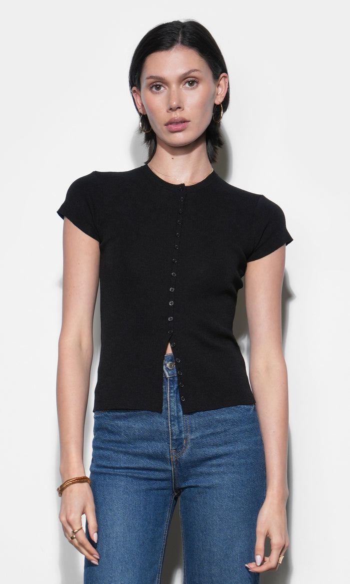 Vera Crew Neck Button Detailed Knit Top