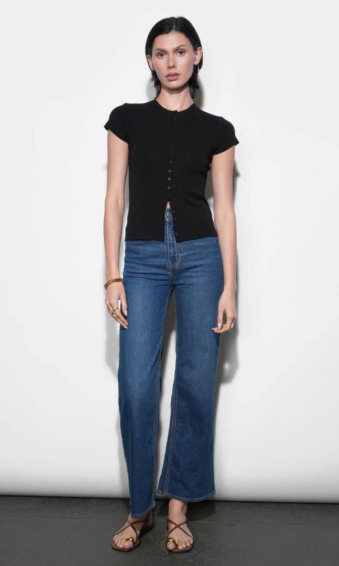 Vera Crew Neck Button Detailed Knit Top
