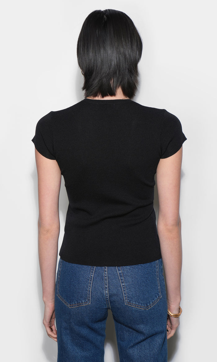 Vera Crew Neck Button Detailed Knit Top