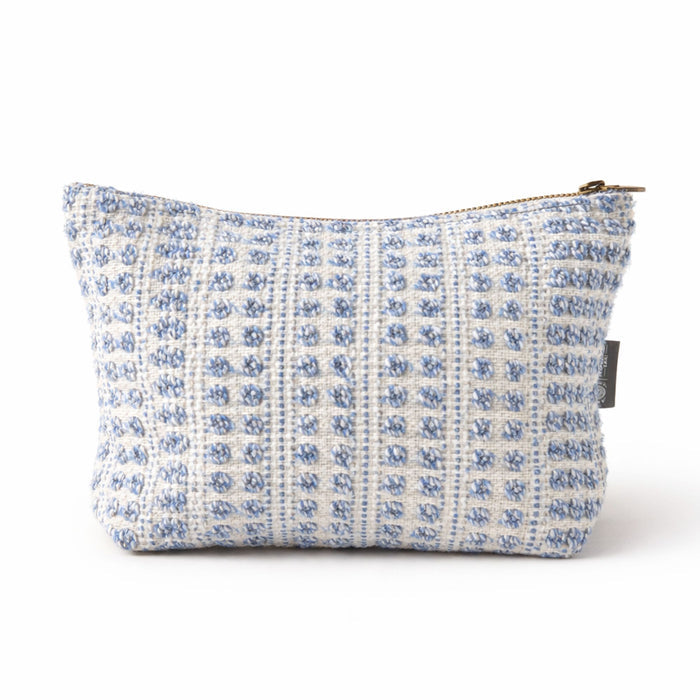 Handmade Cotton Toiletry Bag Indigo Blue Echo Jacquard
