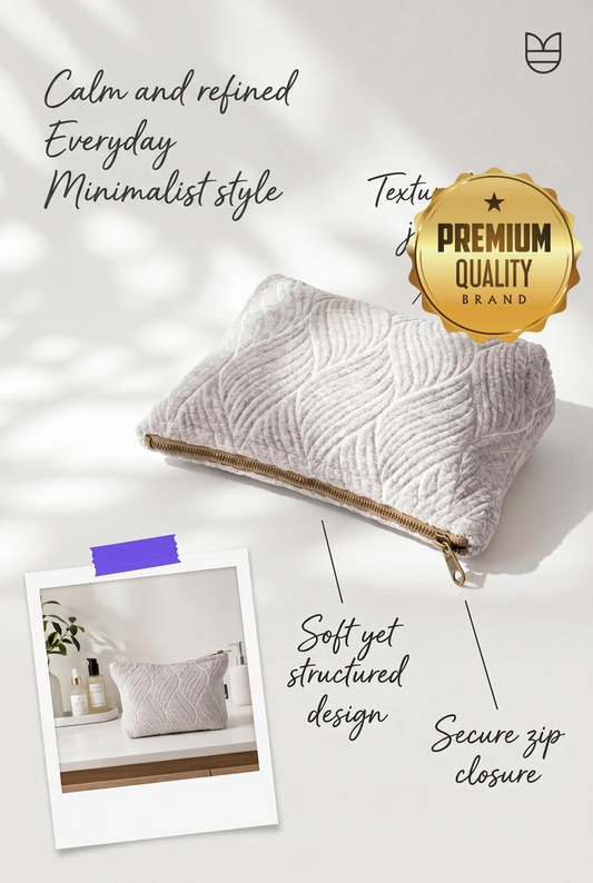 Handmade Cotton Toiletry Bag Moonlit Grey Weave Jacquard
