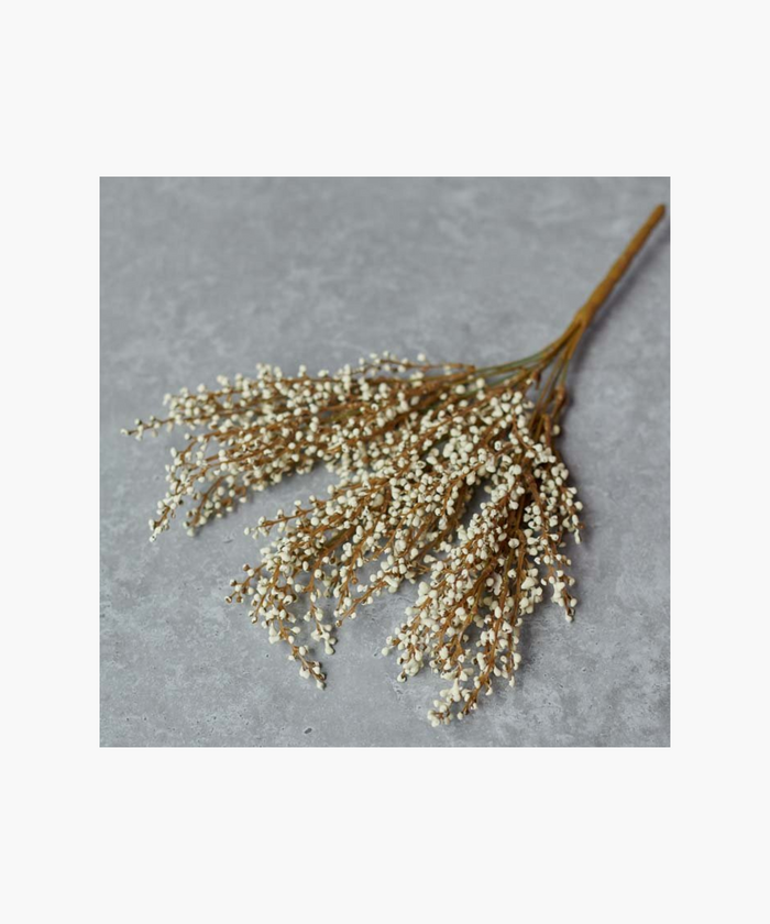 Artificial heather cream stem for home decor purposes, displaying small beige flowers. | SW Home