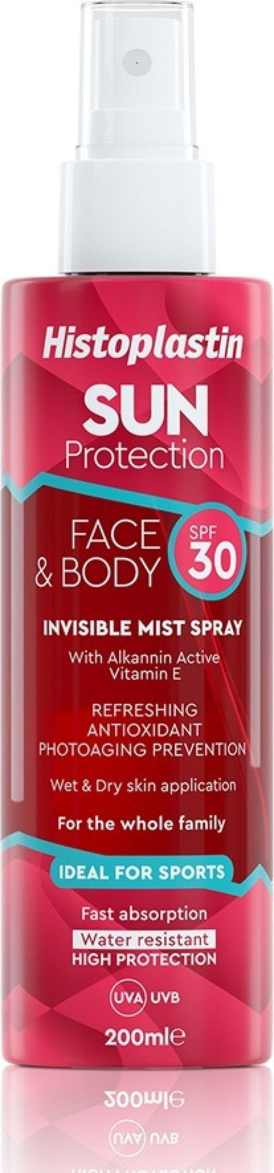 Histoplastin Sun Protection Face & Body Invisible Mist Spray Διάφανο Αντηλιακό Προσώπου & Σώματος SPF30 200ml