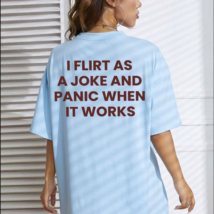 "I Flirt As A Joke" Funny T-Shirt – Sarcastic Social Anxiety Graphic Tee, Premium 100% Cotton Relatable Introvert Top, Made in USA
