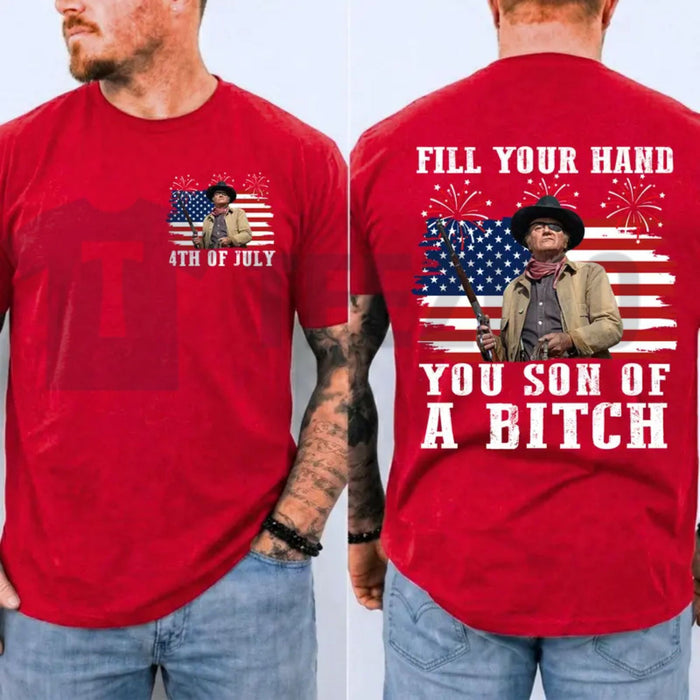 John Wayne Rooster Cogburn Fill Your Hand Western Graphic T-Shirt - Teezioo