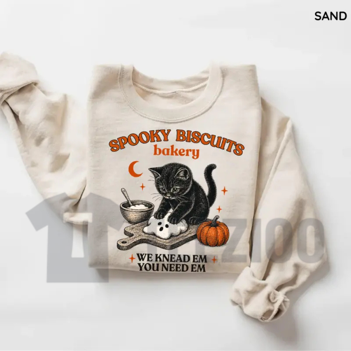 Kitty Biscuits Sweatshirt - Spooky Season Black Cat Halloween Crewneck