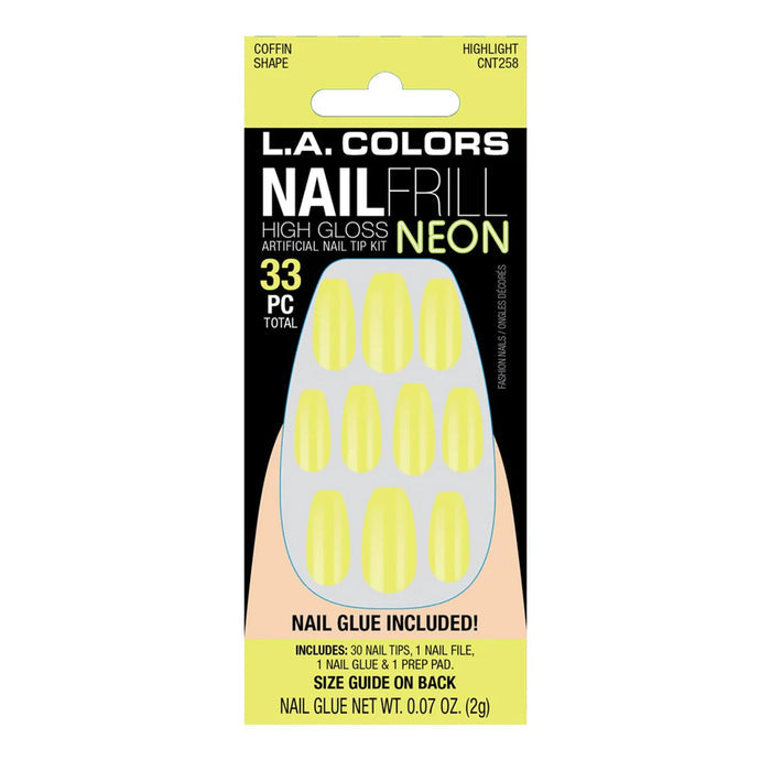 La Colors Glitzy Girl Nail Frill Neon High Gloss Nail Tip Kit 33 Nails - ikatehouse