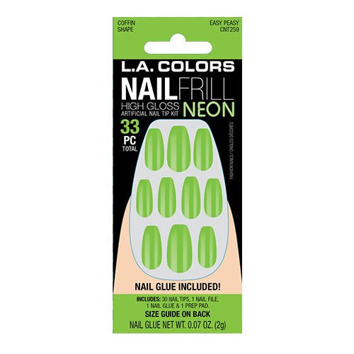 La Colors Glitzy Girl Nail Frill Neon High Gloss Nail Tip Kit 33 Nails - ikatehouse