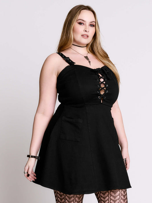 Lace Up Denim Dress