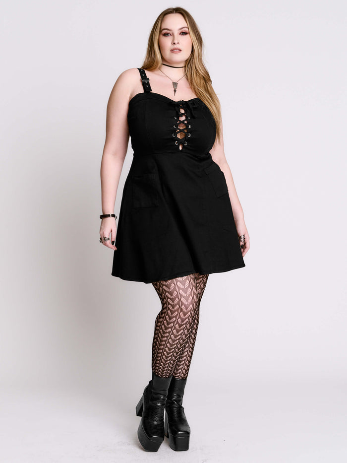Lace Up Denim Dress