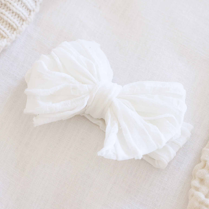 Large Ruffle Knit Bow | Snow