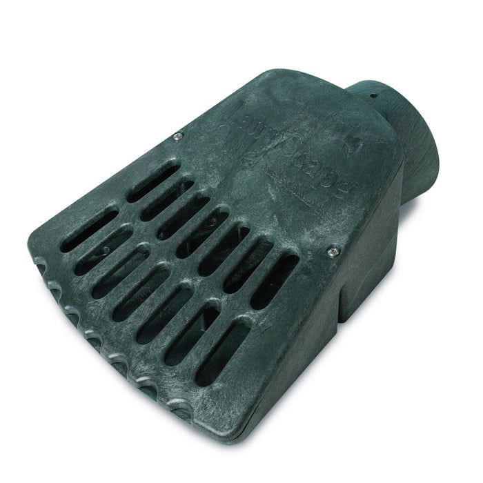 A black plastic lawn outlet for a lawn sprinkler system.