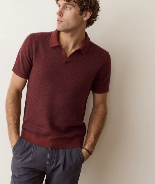 Liam Sweater Polo - Red/Navy Stripe