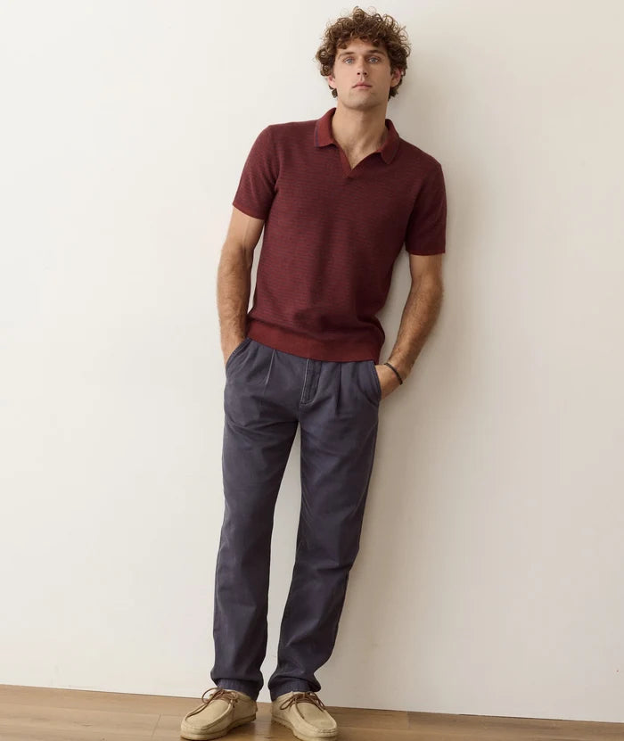 Liam Sweater Polo - Red/Navy Stripe