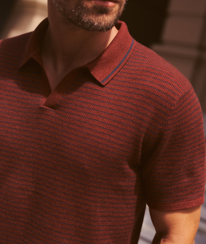 Liam Sweater Polo - Red/Navy Stripe