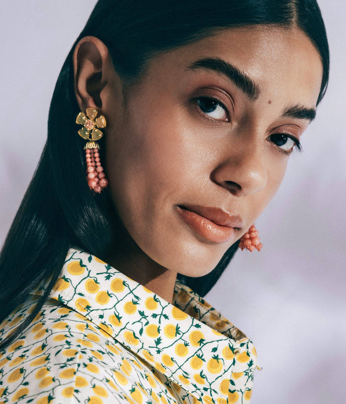 Loren Hope - Talia Tassel Earrings in Coral
