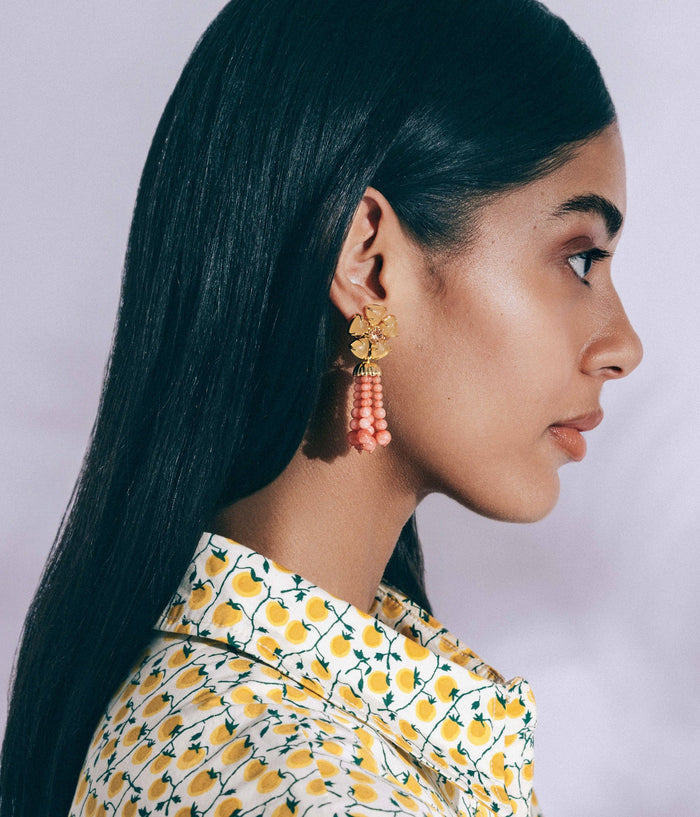 Loren Hope - Talia Tassel Earrings in Coral
