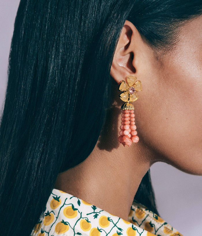 Loren Hope - Talia Tassel Earrings in Coral