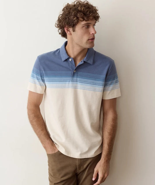 Luxe Slub Pocket Polo - Navy/White
