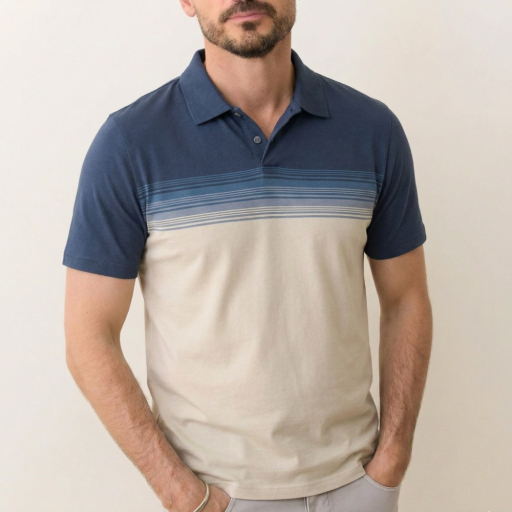 Luxe Slub Pocket Polo - Navy/White