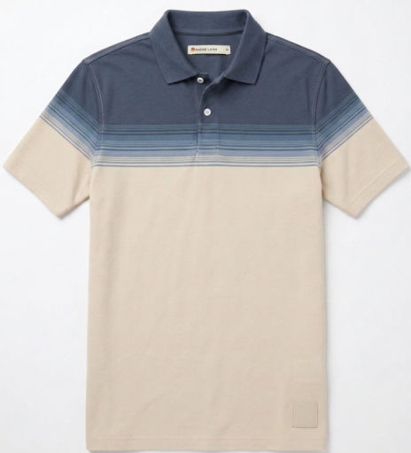 Luxe Slub Pocket Polo - Navy/White