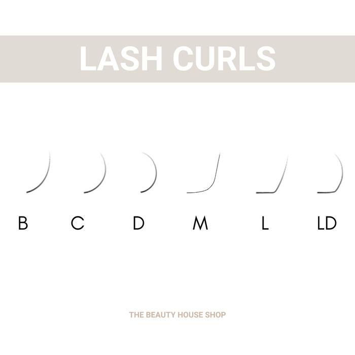 Different eyelash curls for eyelash extensions