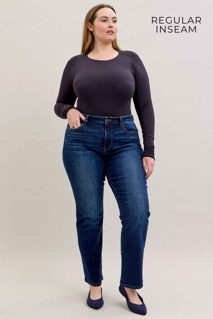 Maggie - Mid Rise Straight Dark Wash Judy Blue Jeans