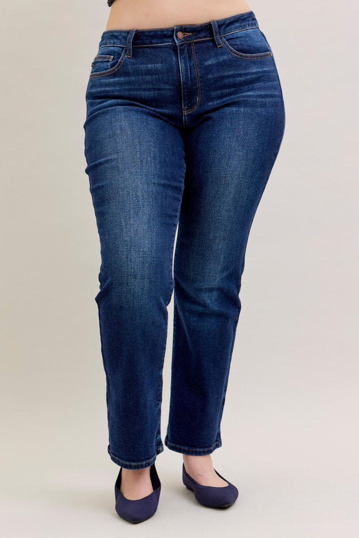 Maggie - Mid Rise Straight Dark Wash Judy Blue Jeans