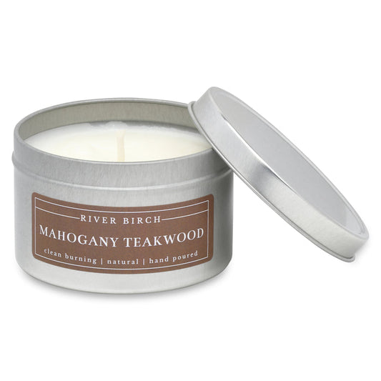 Mahogany Teakwood- 8oz Silver Tin with Colored Label