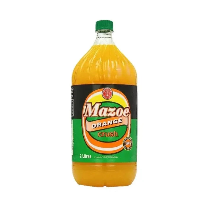 Mazoe Orange Crush 2 litre citrus-flavored carbonated soft drink bottle