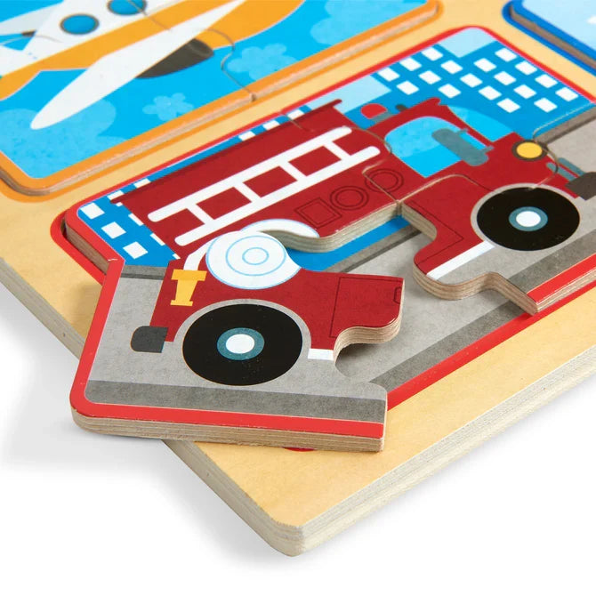 Melissa & Doug Natural Play Wooden Puzzle - Ready, Set, Go