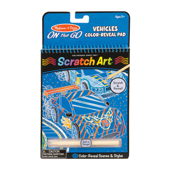 Melissa & Doug On-the-Go Scratch Art Color Reveal - Vehicles