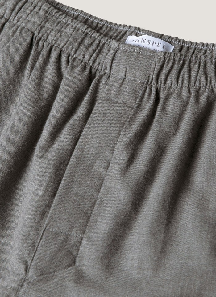 Men's Cotton Flannel Pyjama Set in Mid Grey Melange