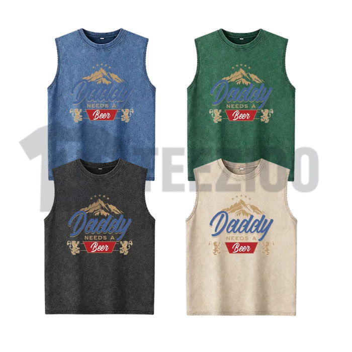 Men's "Daddy Needs A Beer" Tank Top - Retro Funny Drinking Graphic Sleeveless Shirt