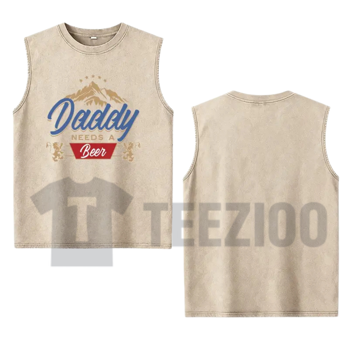 Men's "Daddy Needs A Beer" Tank Top - Retro Funny Drinking Graphic Sleeveless Shirt
