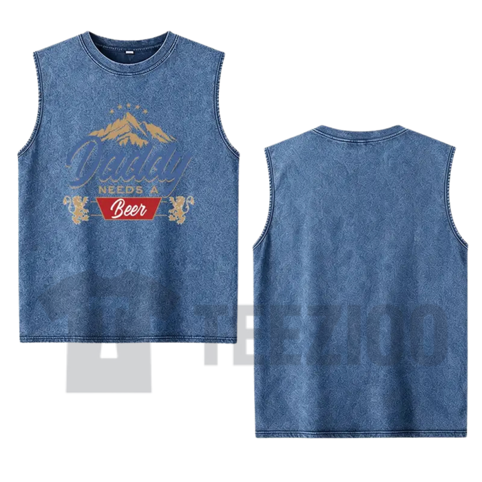 Men's "Daddy Needs A Beer" Tank Top - Retro Funny Drinking Graphic Sleeveless Shirt
