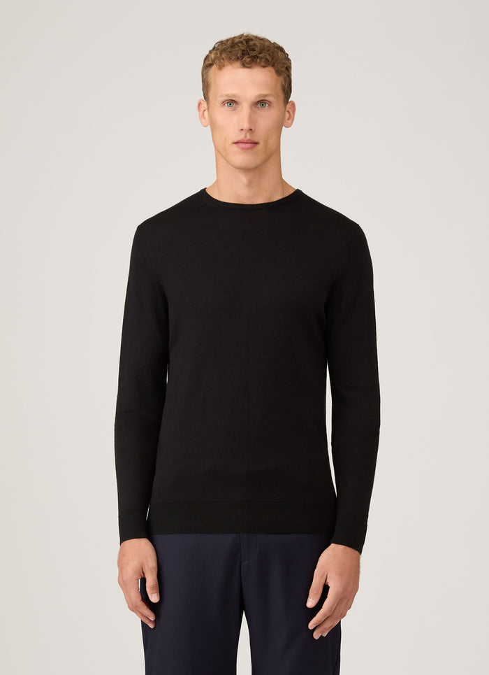 Men's Extra-Fine Merino Jumper in Black