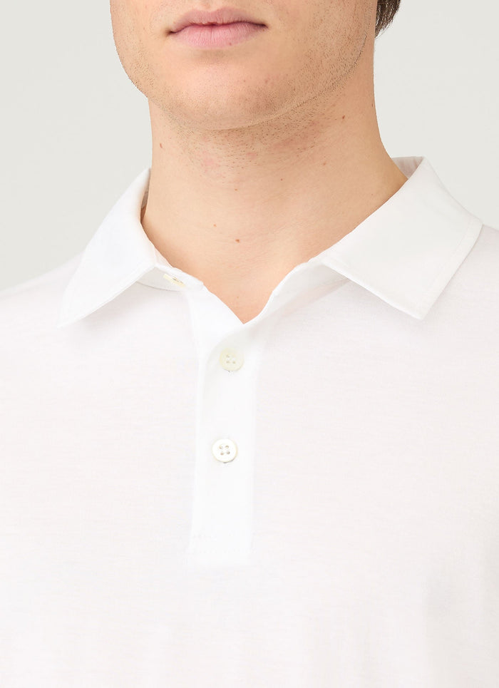 Men's Long Sleeve Classic Jersey Polo Shirt in White